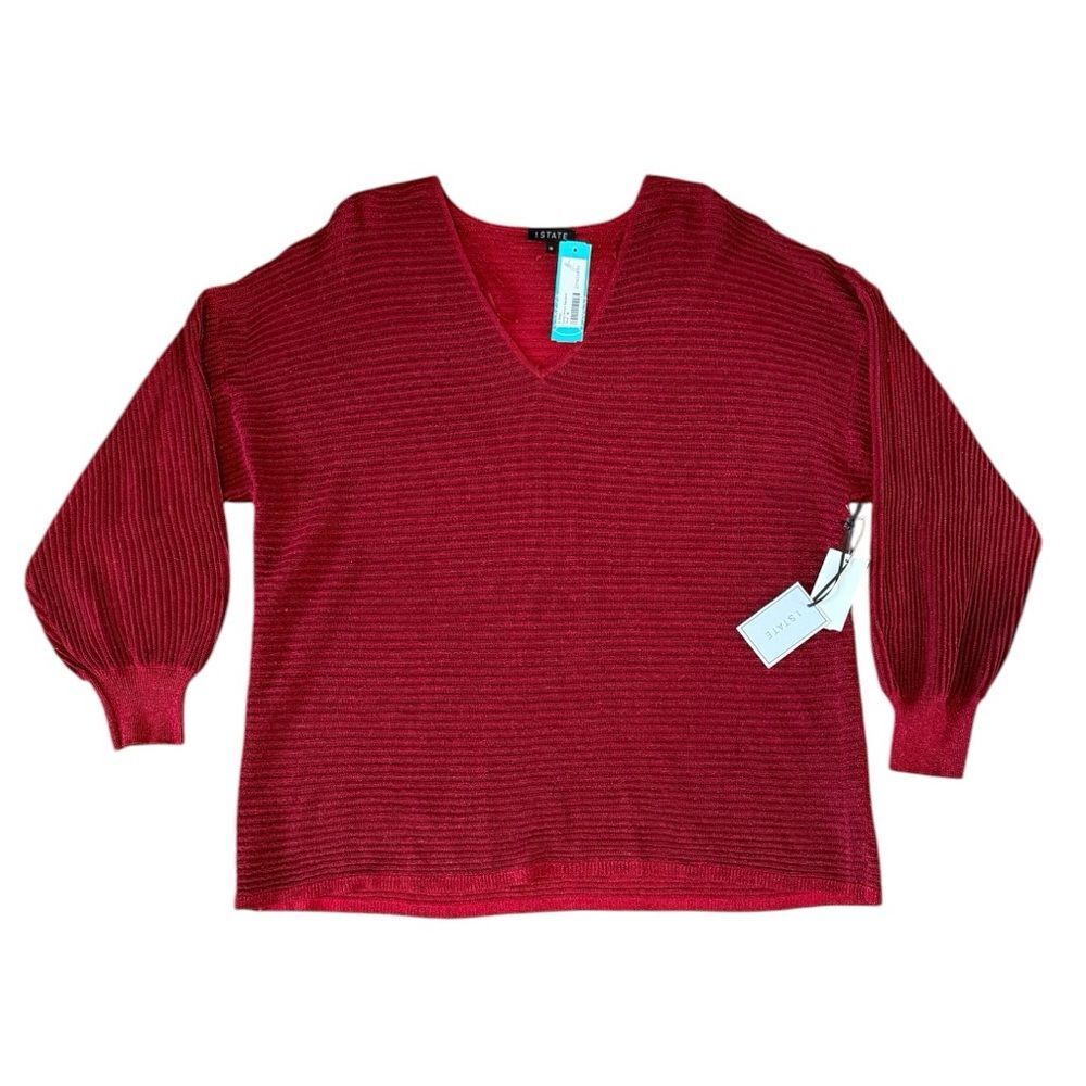 1. State Blouson Sleeve Sweater with red metallic threads from Stitch Fix